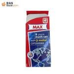 MAX 9 Pieces Math Set Tin Box (with 2 Metal Compasses)